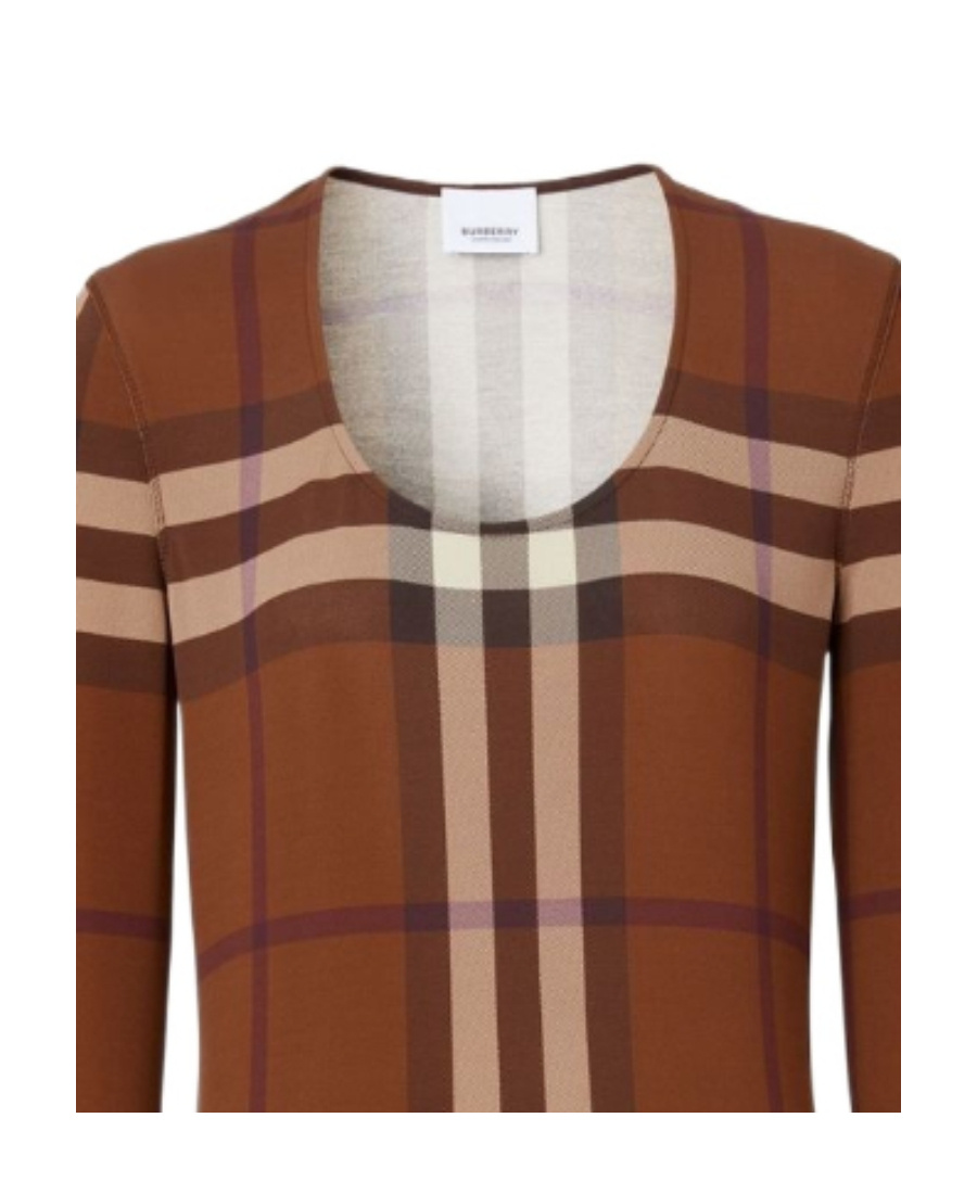 Burberry Exaggerated-check Jersey Dress In Brown