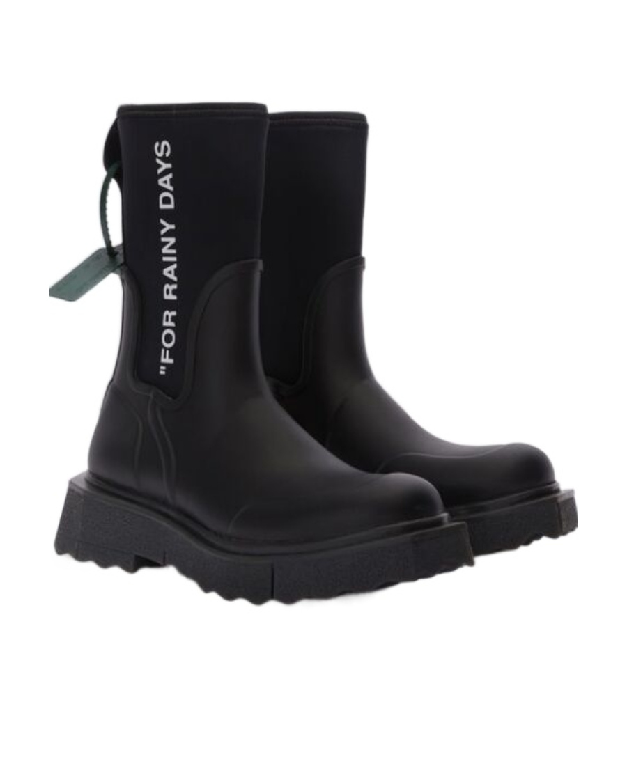 OFF-WHITE SPONGE LOGO-PRINT RAIN BOOTS