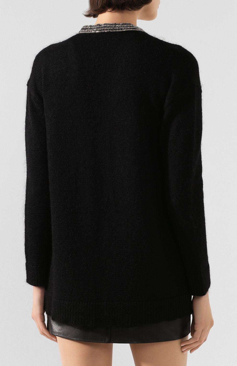 Saint Laurent Bead-embellished Cardigan In Black