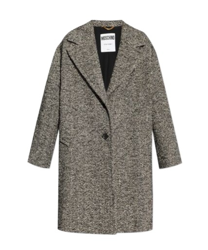 Moschino Buttoned Coat In Gray