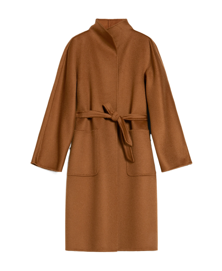 Max Mara Vertical Collar Double-sided Cashmere Coat In Brown