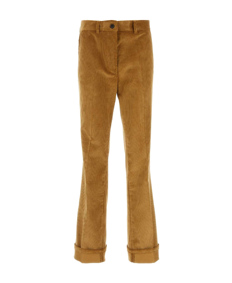 Miu Miu Corduroy Trousers With Waist Belt Loops In Brown