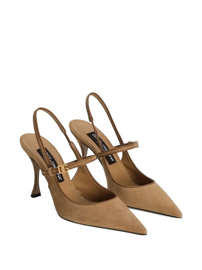 Dolce & Gabbana Pointed High-heeled Sandals In Brown