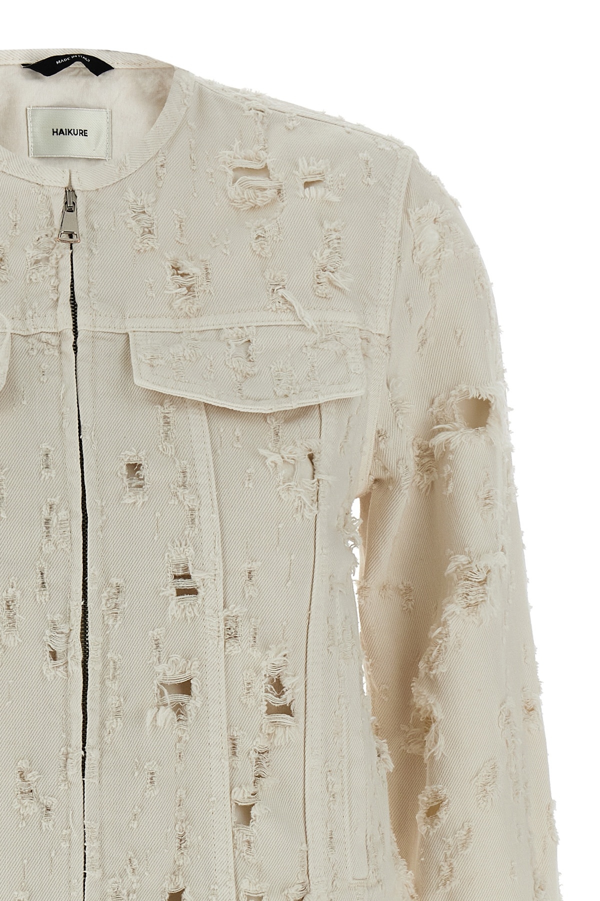 Haikure White Jacket With Rips In Nude