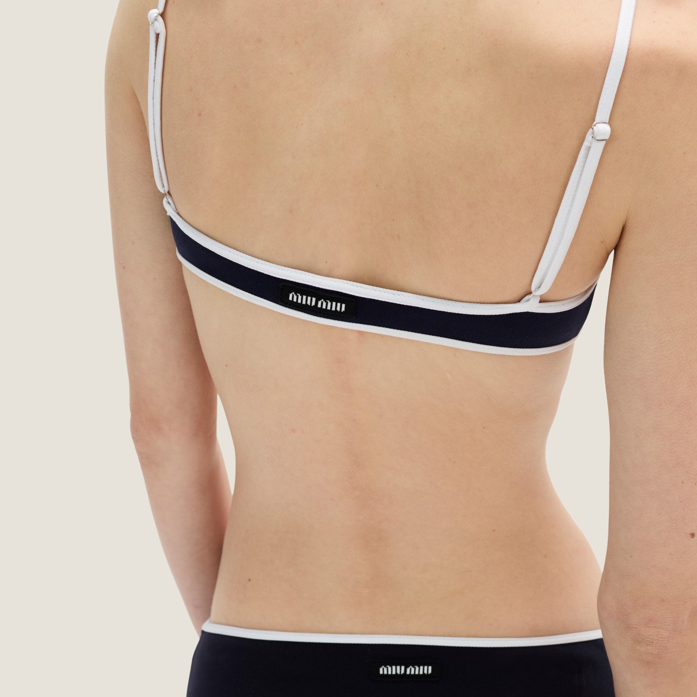 Miu Miu Thin Shoulder Strap Swimsuit In Black