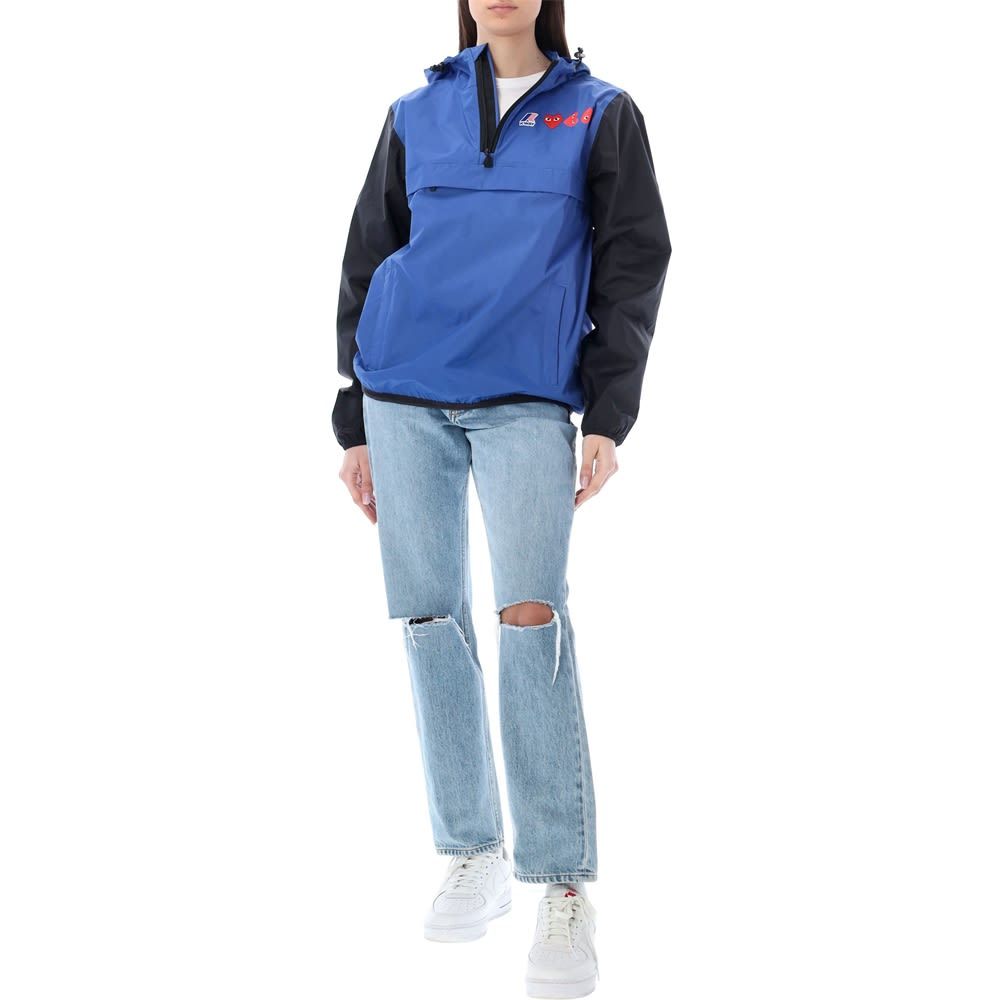 Comme Des Garçons Play X K-way Half-zip Jacket In Blue