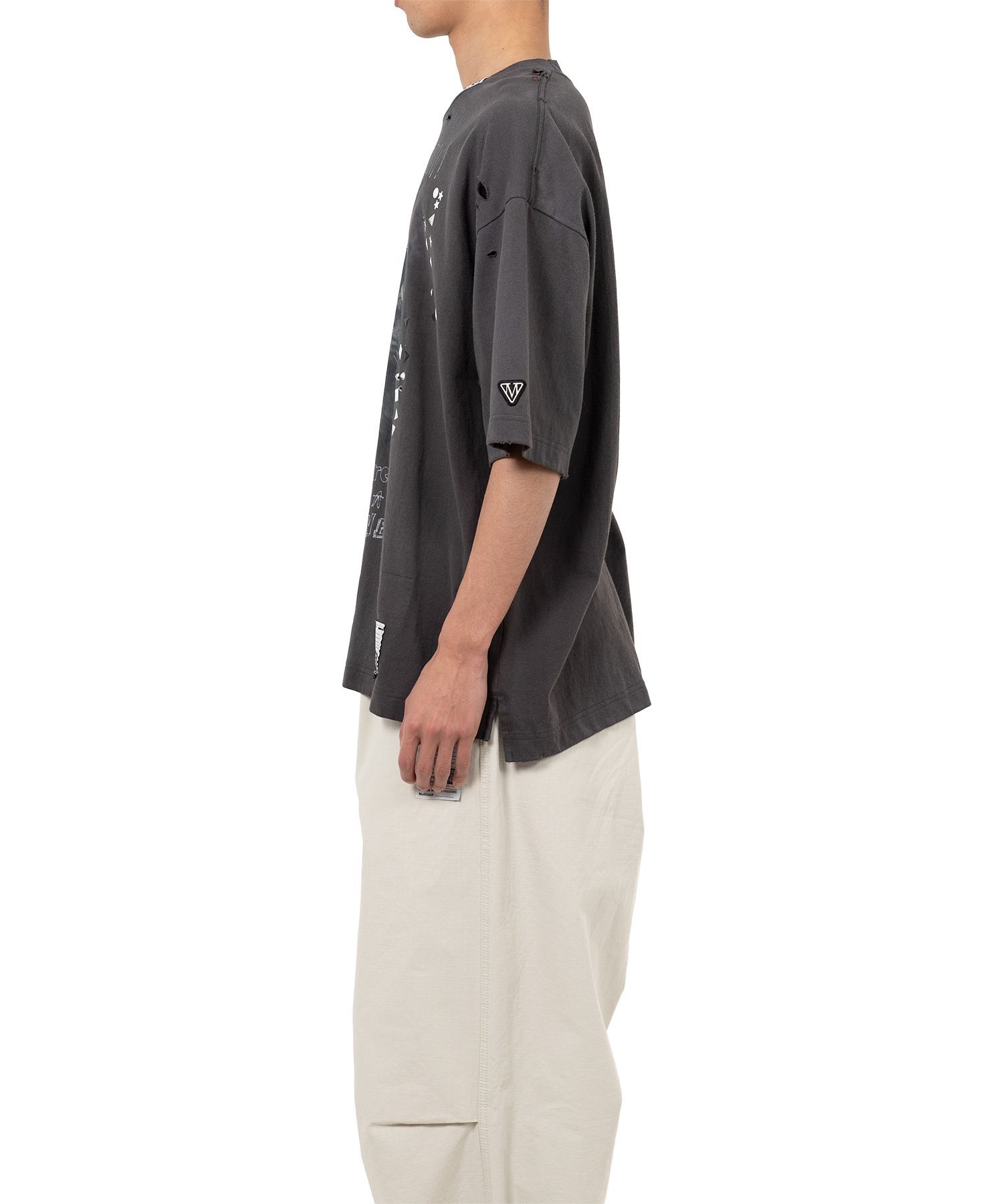 Miharayasuhiro Cat-print Distressed T-shirt In Black