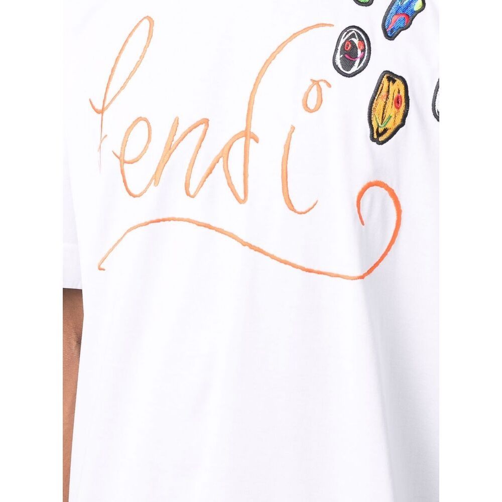 Fendi X Noel Fielding Logo-embroidered T-shirt In White