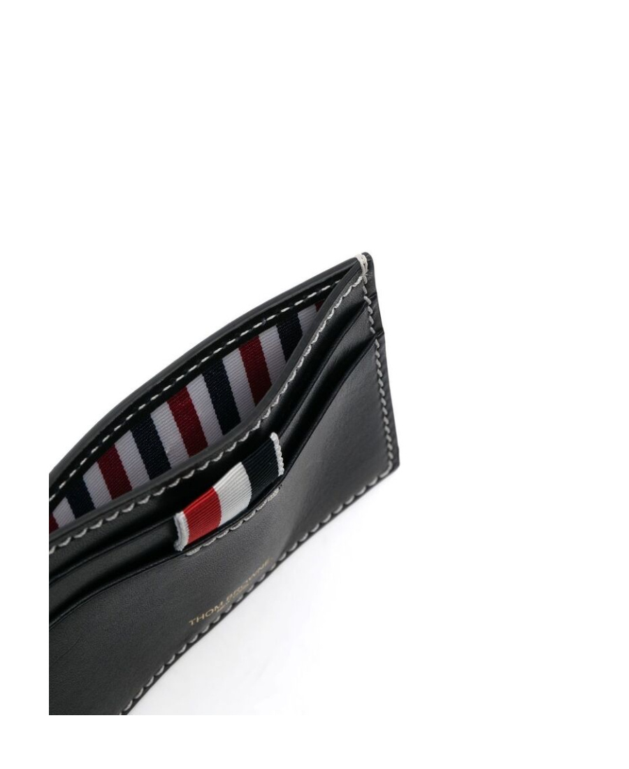Thom Browne 4-bar Tab Logo Printed Cardholder In Black