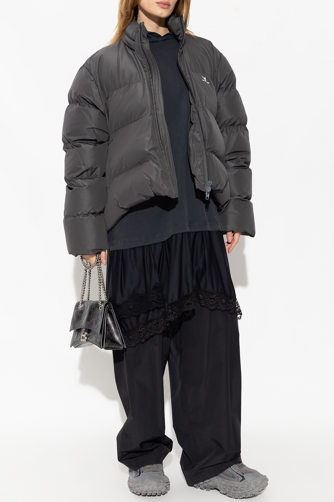 Balenciaga Logo-print Puffer Jacket In Black