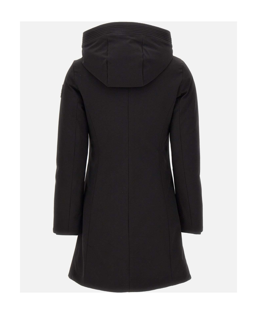 Woolrich Padded Hooded Raincoat In Black