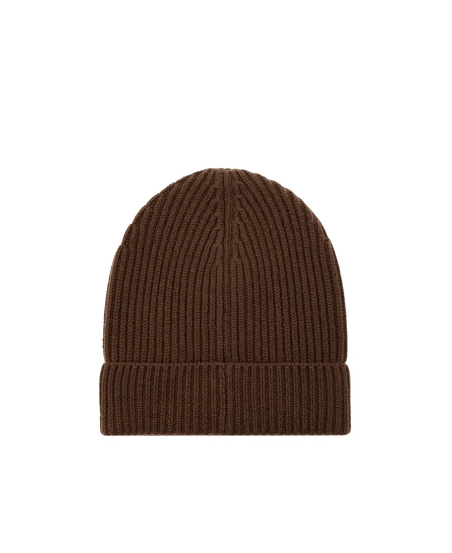 Dolce & Gabbana Ribbed-knit Turn-up Beanie In Brown
