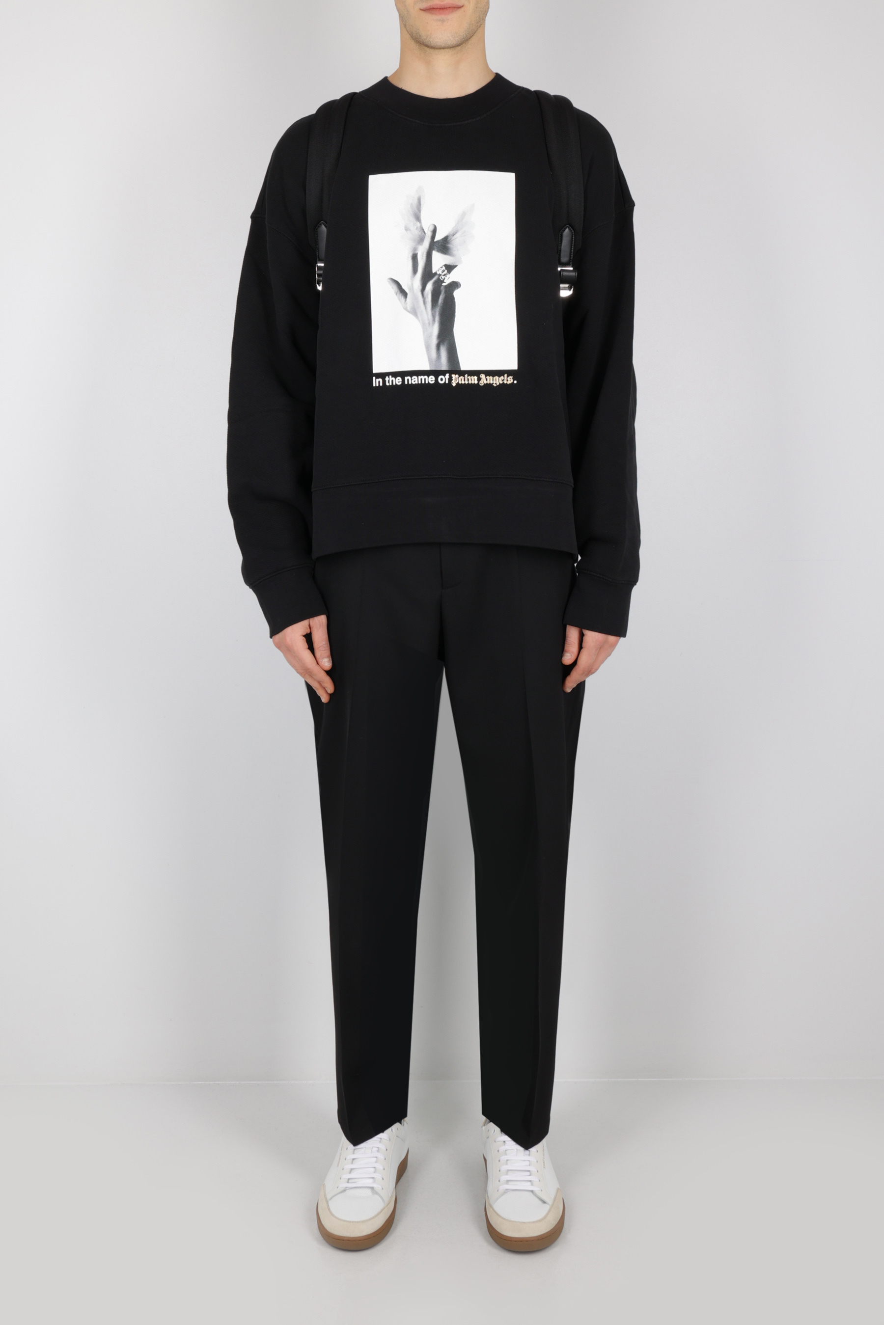 Palm Angels Sweatshirt Mit Foto-print In Black