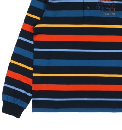 Paul & Shark Striped Long-sleeved Polo Shirt In Black