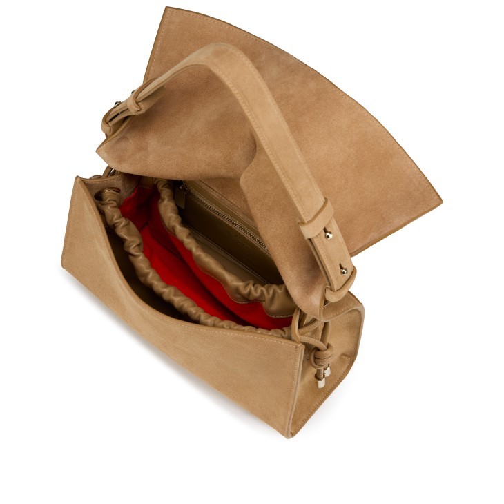 Christian Louboutin Baggy Foldover Top Small Shoulder Bag In Brown