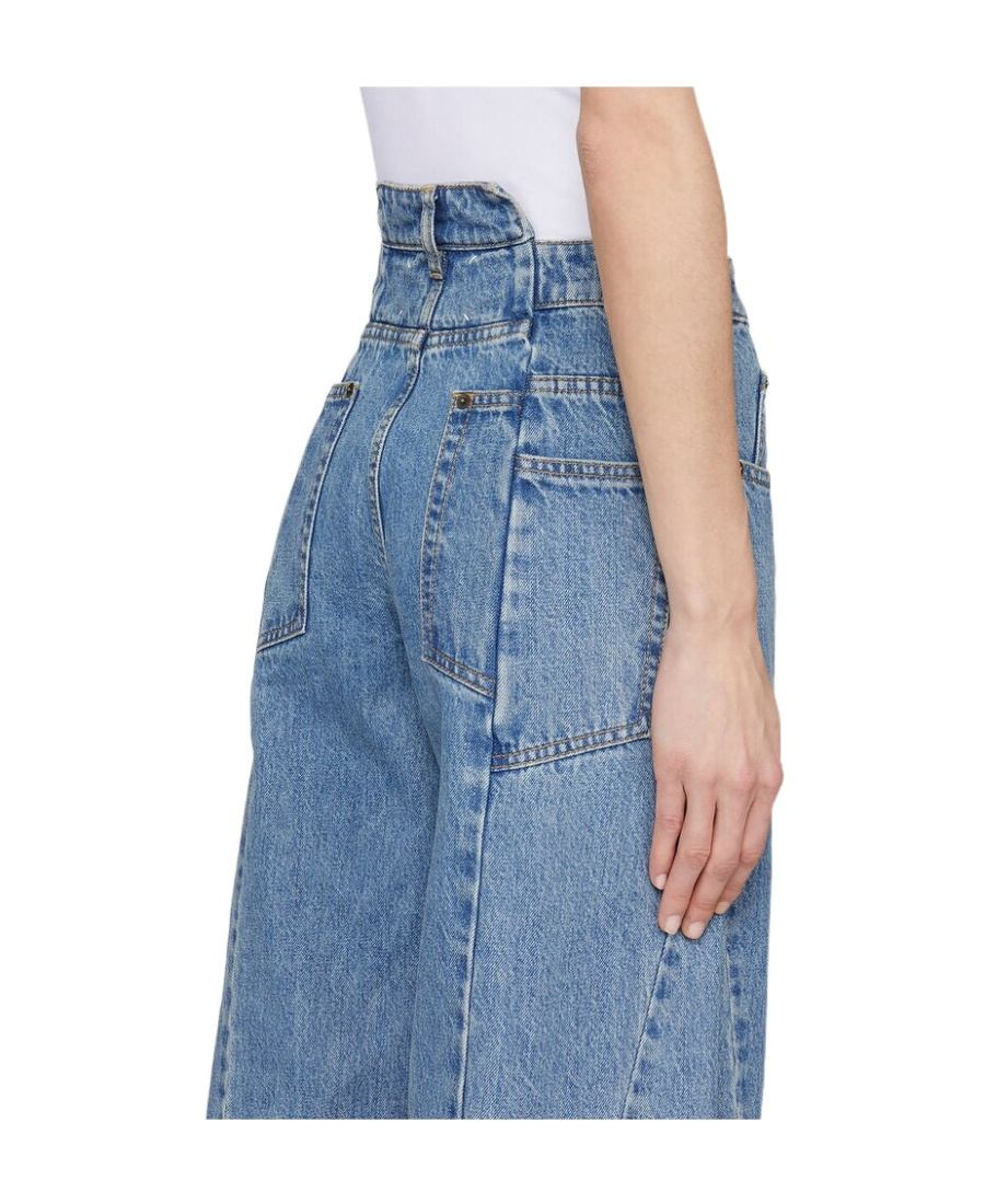 Maison Margiela High-waisted Cut-out Jeans With Wide Leg Silhouette In Blue