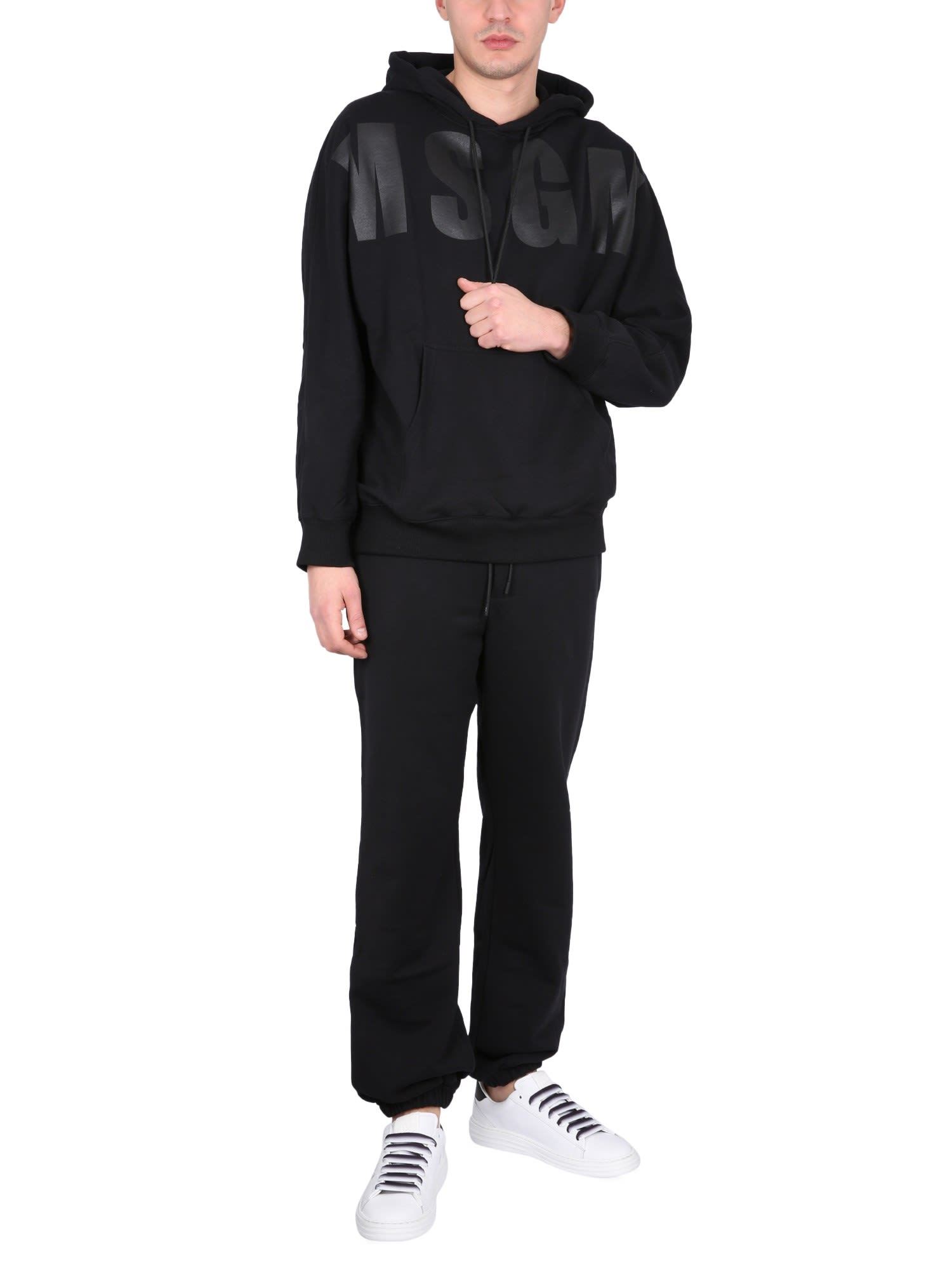 Msgm Logo-print Cotton Track Pants In Black