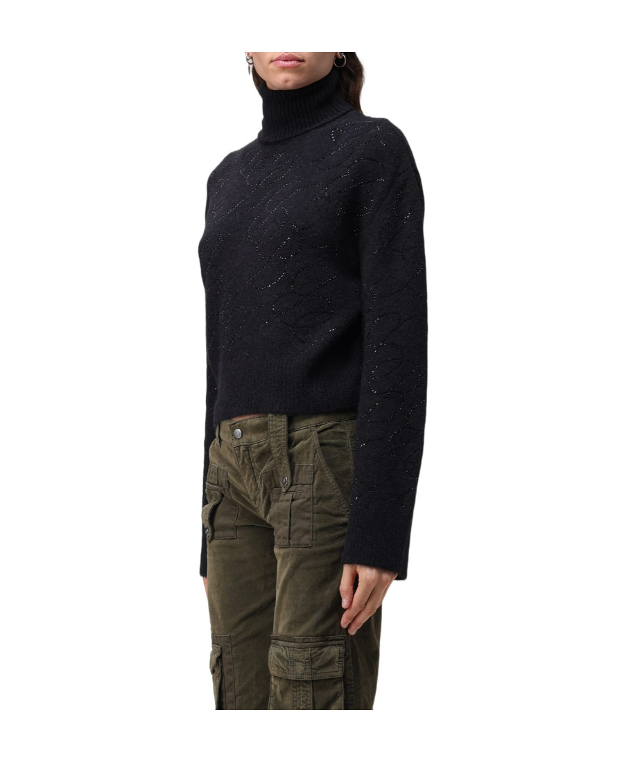 Blumarine Black High Neck Sweater In Black