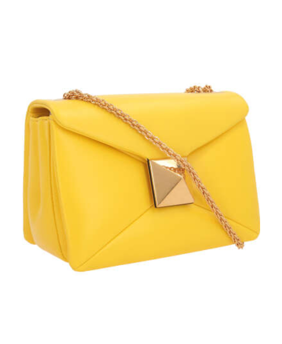 Valentino One Stud Leather Crossbody Bag In Yellow