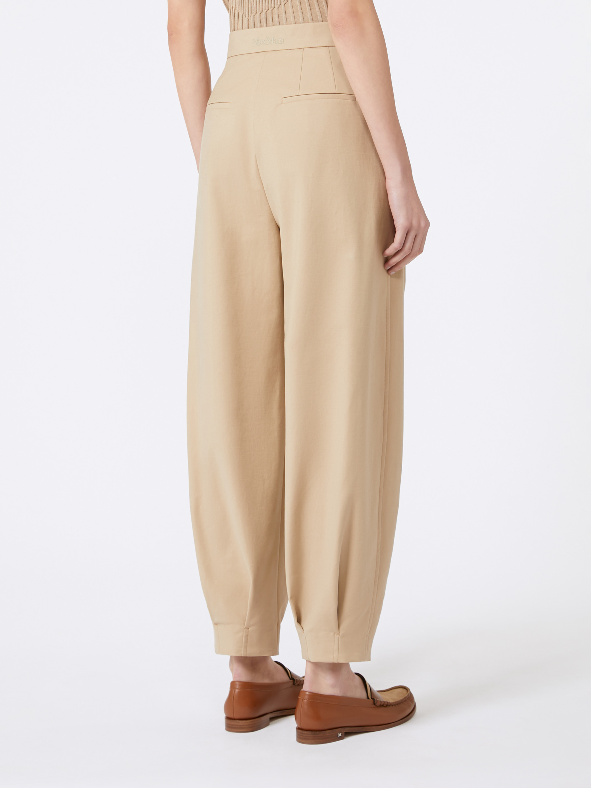Max Mara Cotton Canvas Trousers In Neutral