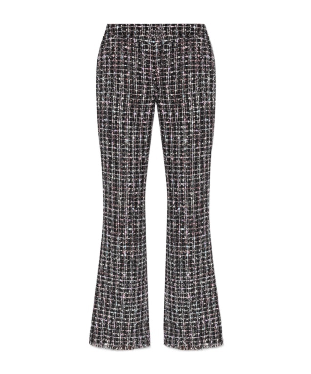 Balmain Mid Rise Tweed Flared Trousers In Black
