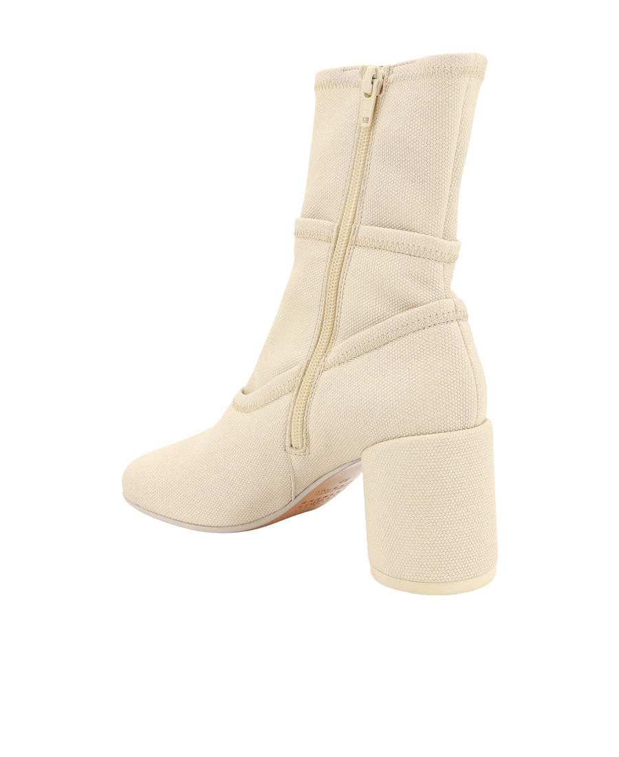 Mm6 Maison Margiela Coated Canvas Ankle Boots Mm6 Anatomy Shape In Nude