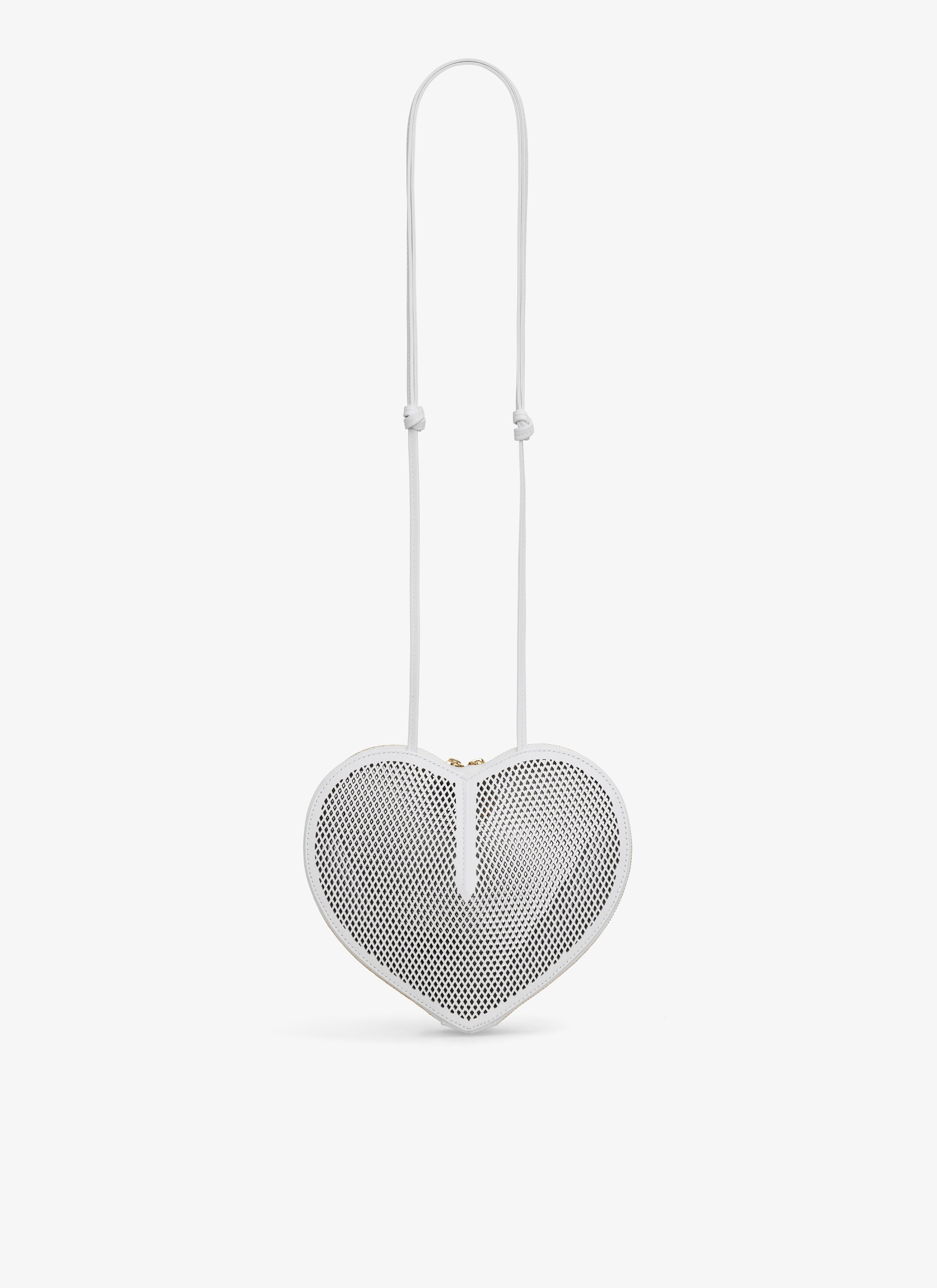 Alaïa Le Coeur Shoulder Bag In Leather With Fishnet Motif In White