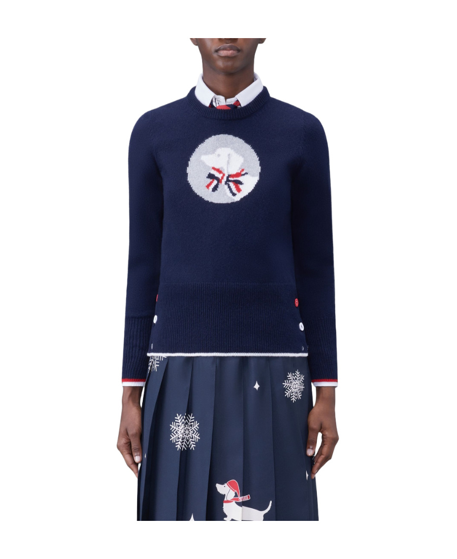 Thom Browne Wool Classic Hector Pullover In Blue