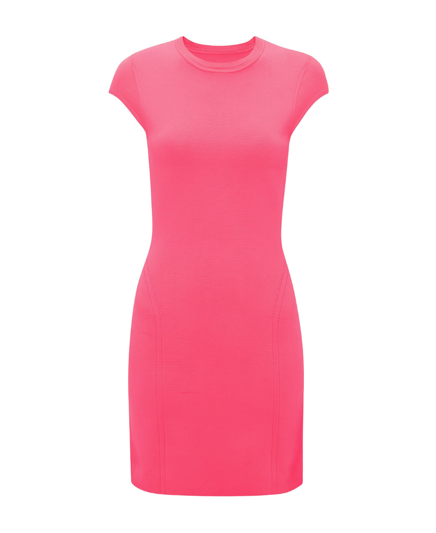 Shop Victoria Beckham Cap Sleeved Knitted Mini Dress In Pink