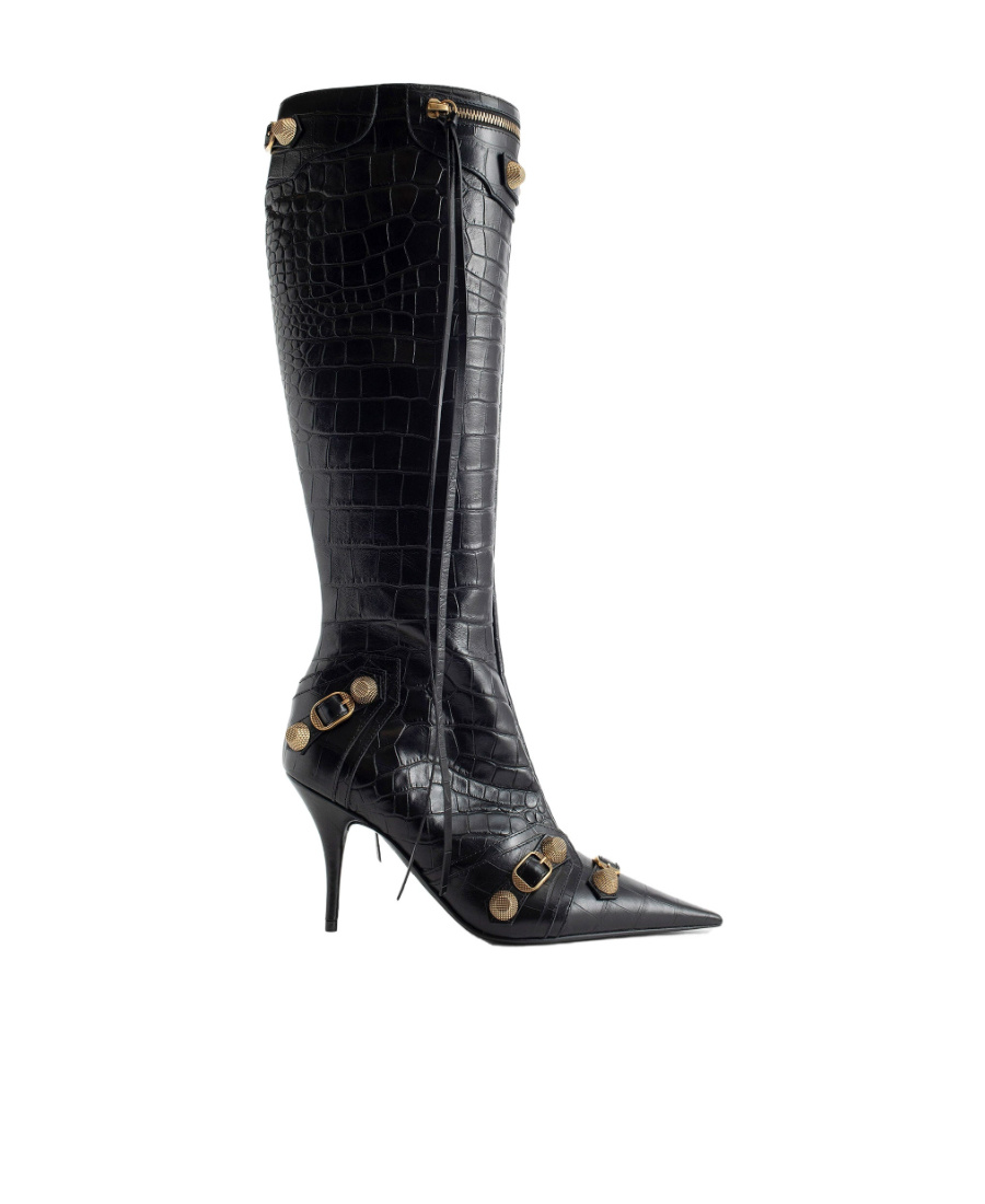 Balenciaga Cagole 90mm Pointed-toe Boots In Black