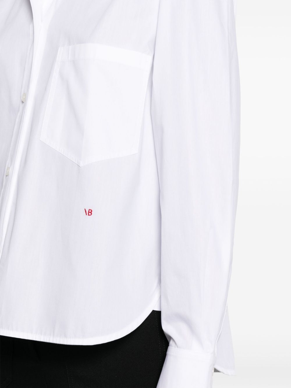 Victoria Beckham Cotton Shirt With Front Pocket And Long Sleeves In White