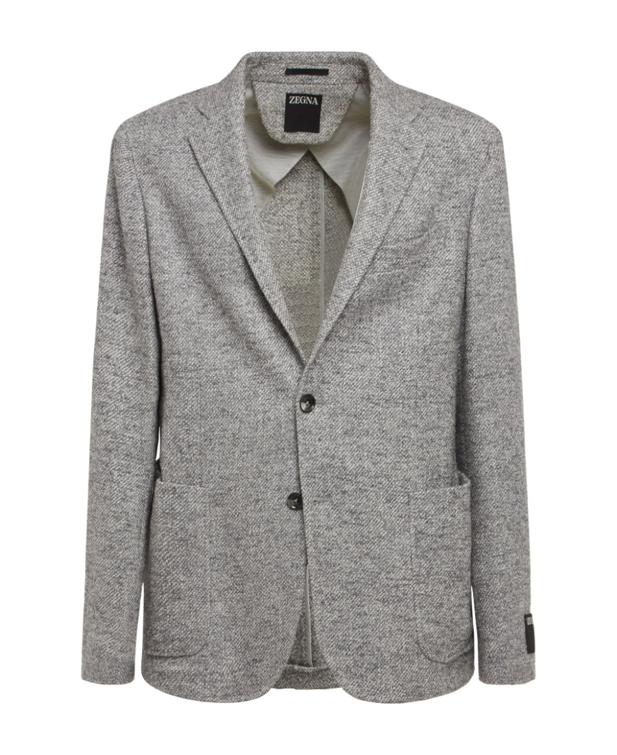 Shop Zegna Logo Suit Jacket In Gray
