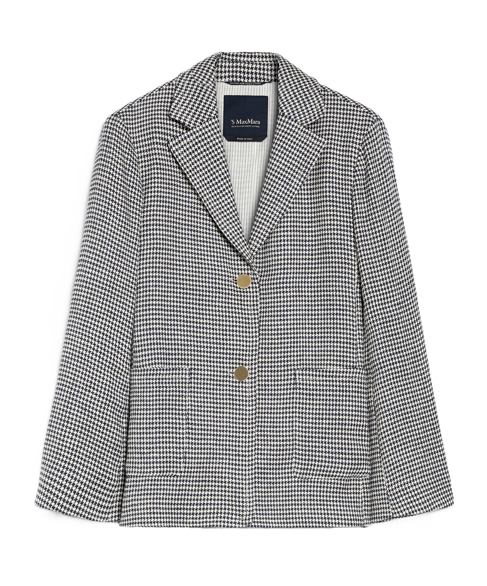 Max Mara Houndstooth Blazer In Gray