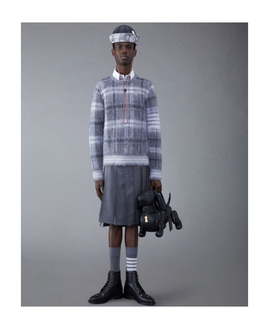 THOM BROWNE THOM BROWNE TARTAN CREWNECK LONG-SLEEVED JUMPER
