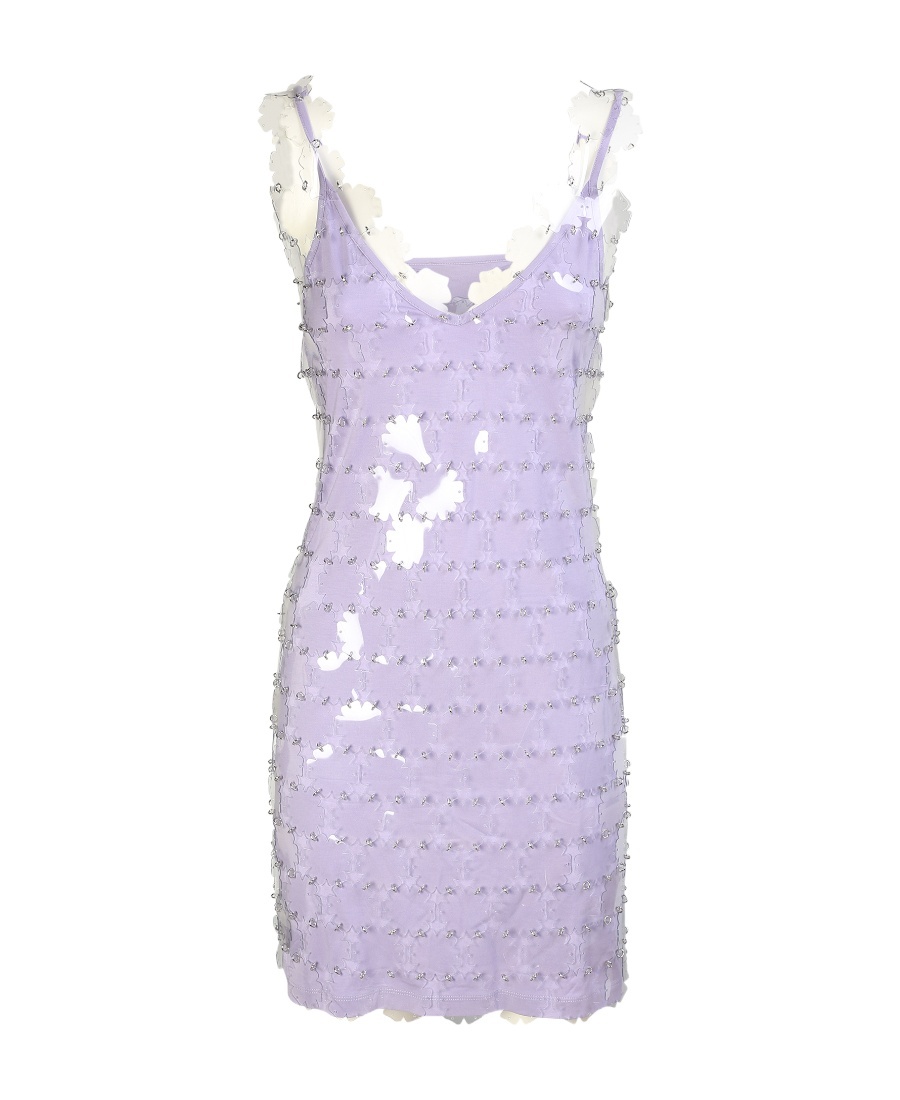 Rabanne Sequinned V-neck Mini Dress In Purple