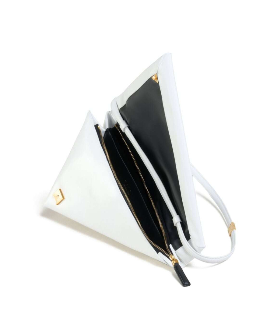 Marni Triangle Leather Shoulder Bag In White