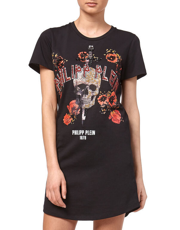 Philipp Plein Logo Details T-shirt Dress In Black