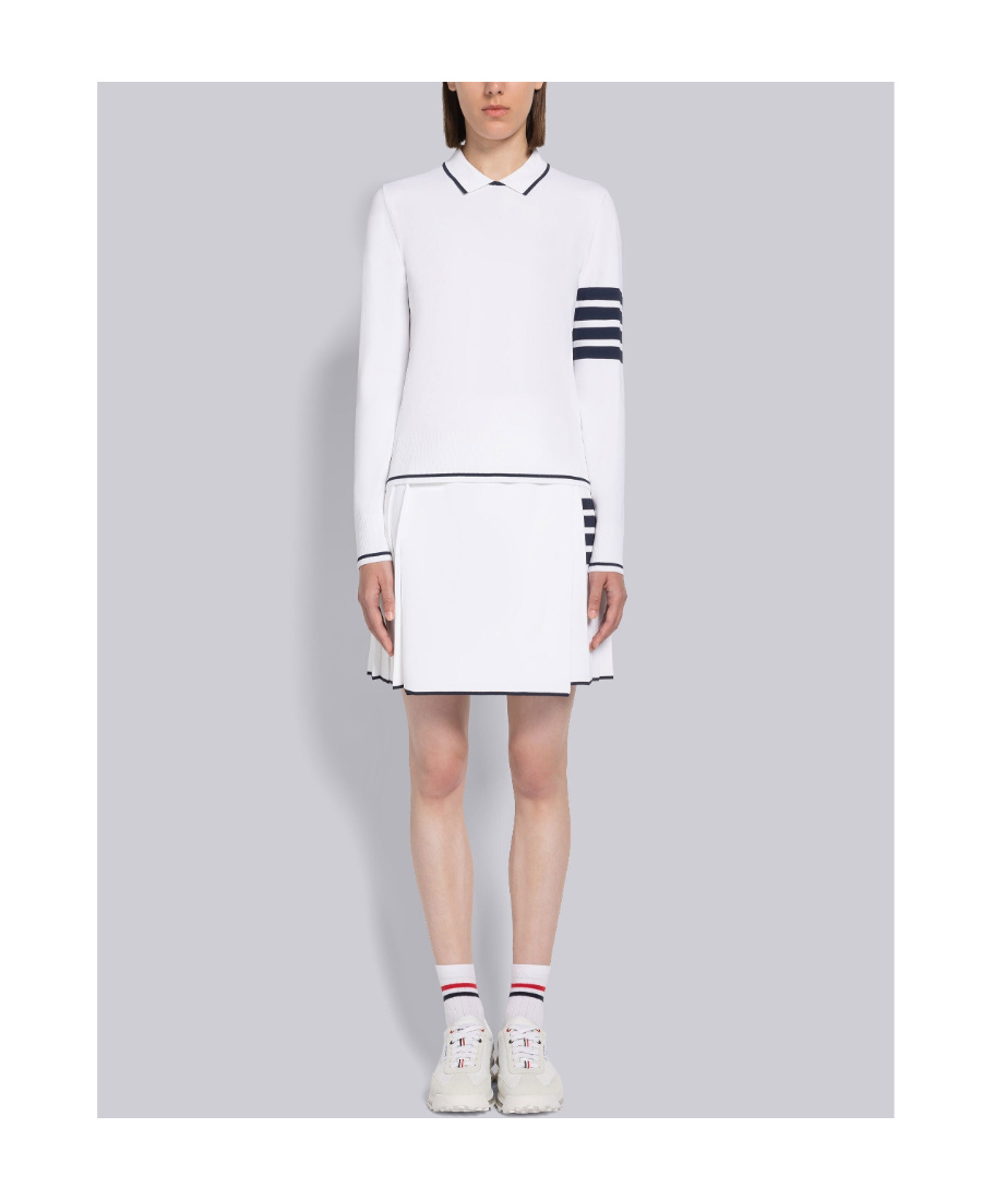 Shop Thom Browne 4-bar Pleated Miniskirt In White