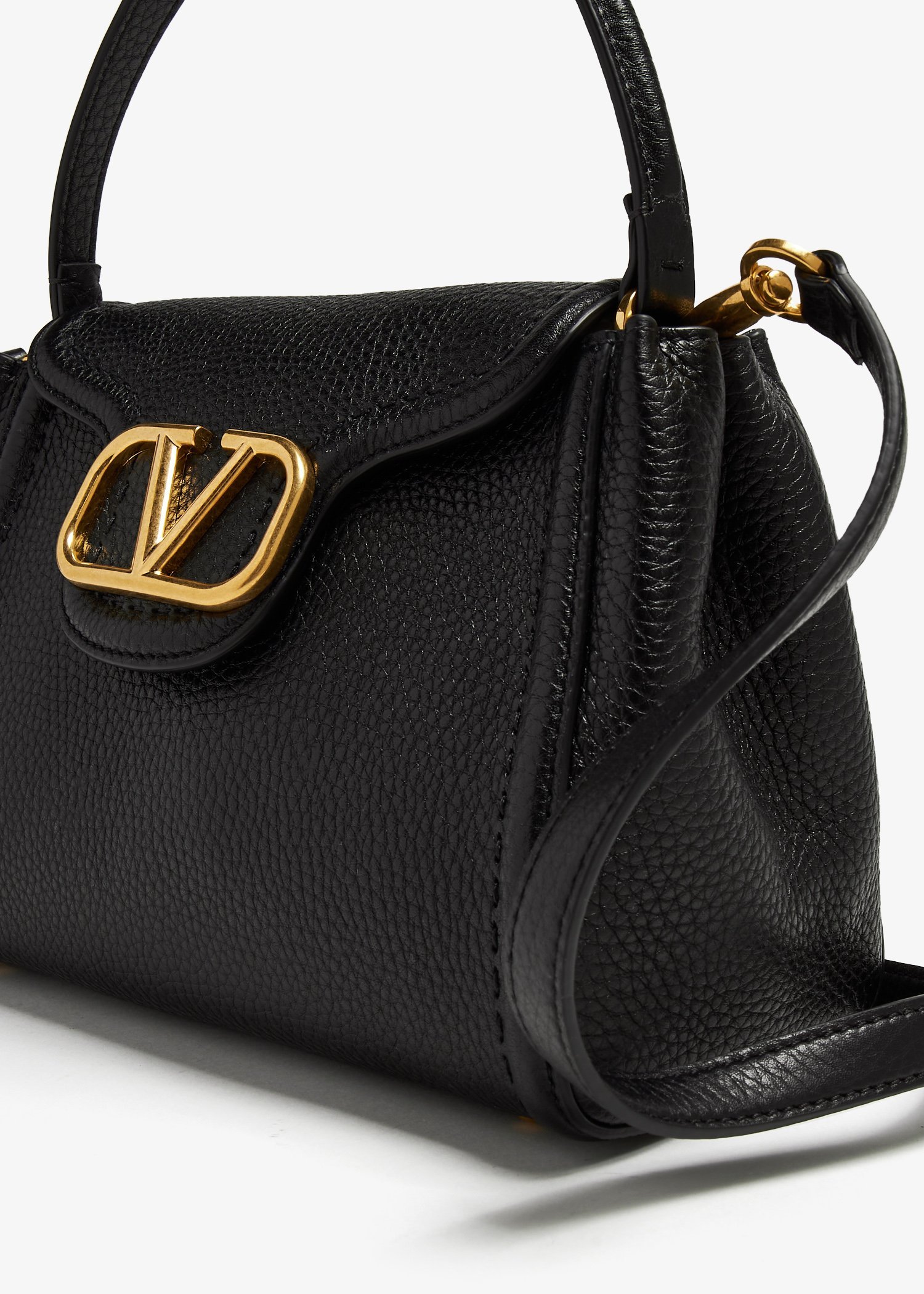 Valentino Elegant Mini Top Handle Handbag With Gold-tone Details In Black