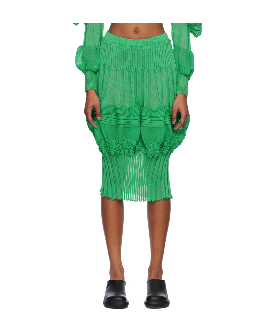 Shop Issey Miyake Assemblage Medium Length Skirt In Green