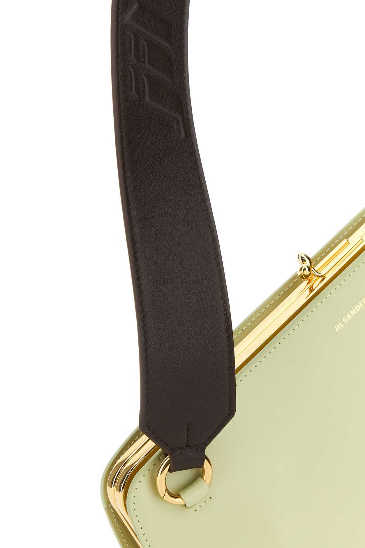Jil Sander Pastel Green Leather Small Goji Shoulder Bag In Black
