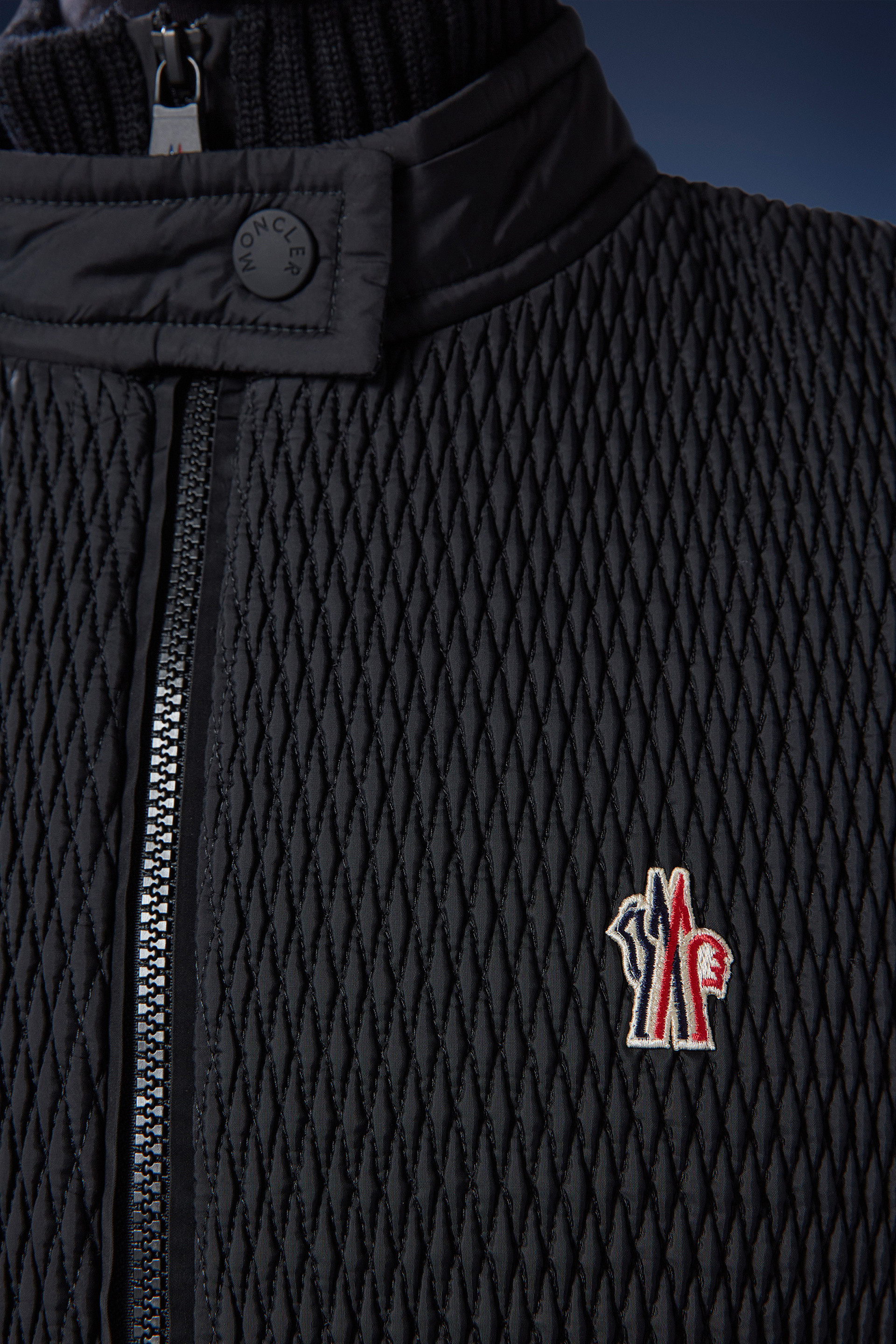Moncler Tricot-trim Panel Insulated Jacket In Black