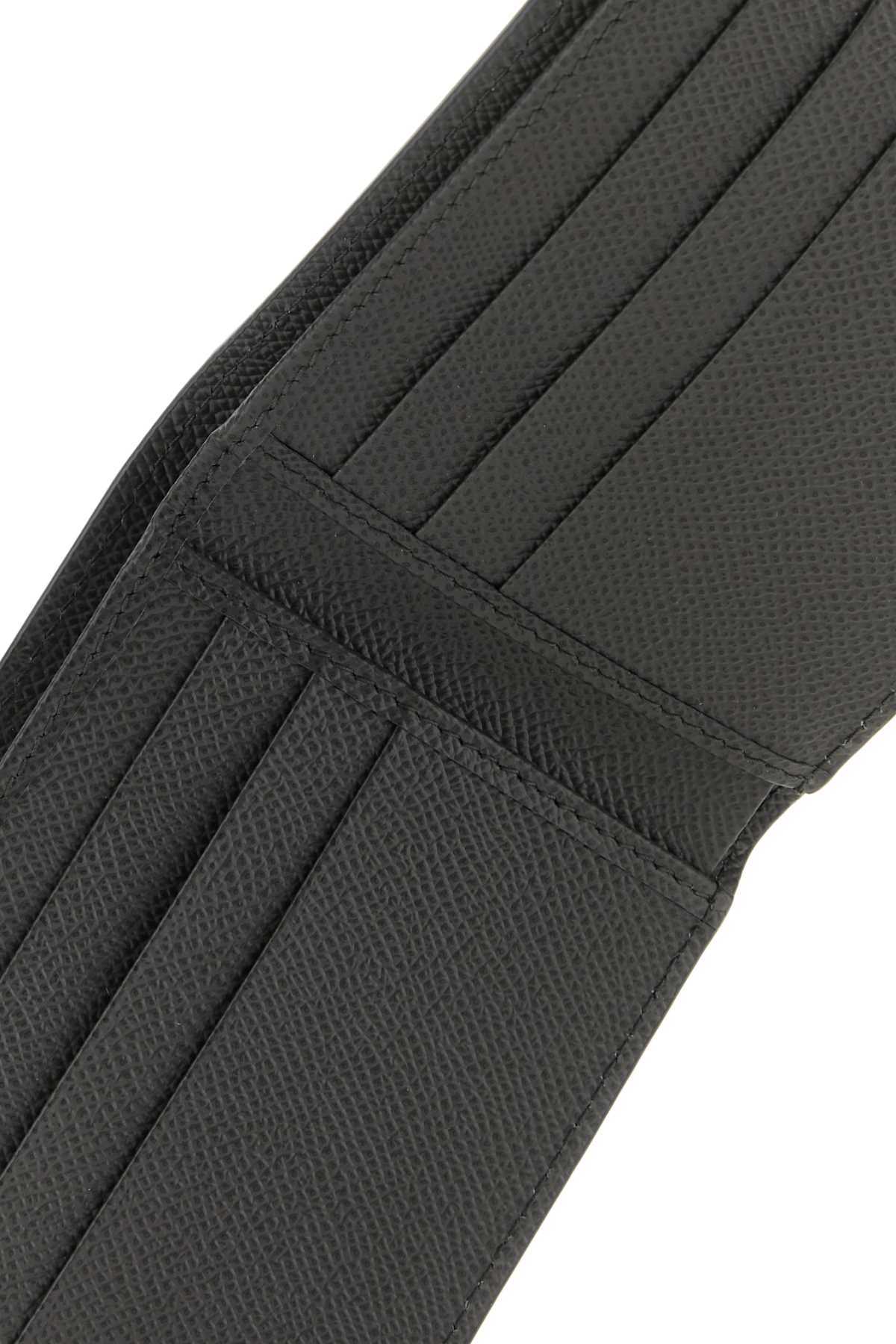 Dolce & Gabbana Logo Plate Leather Bi-fold Wallet In Black
