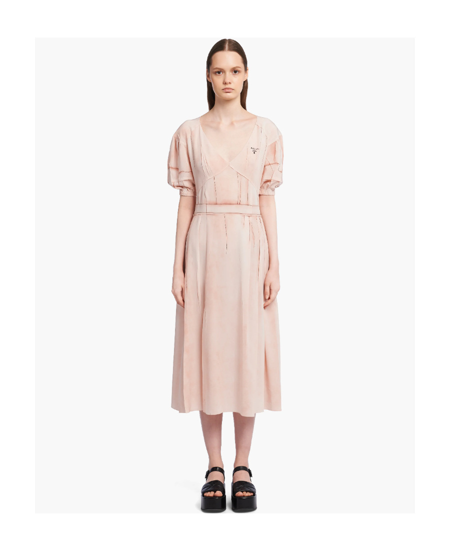 Prada Logo-print Crepe Dress In Nude Pink