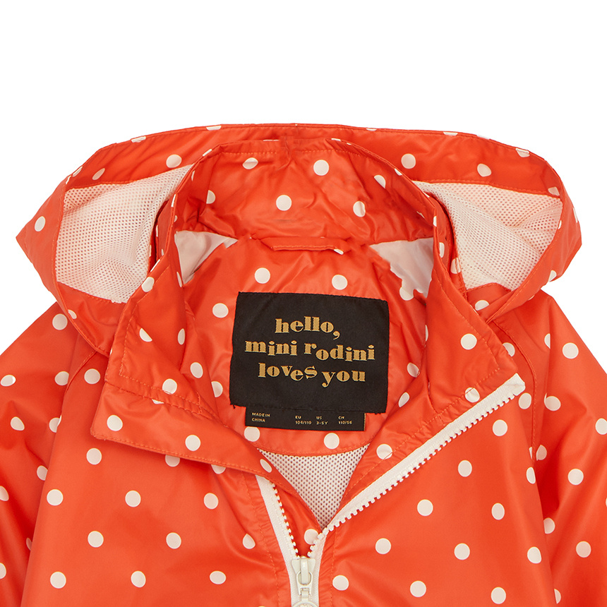 Shop Mini Rodini Dot-print Hooded Jacket In Orange