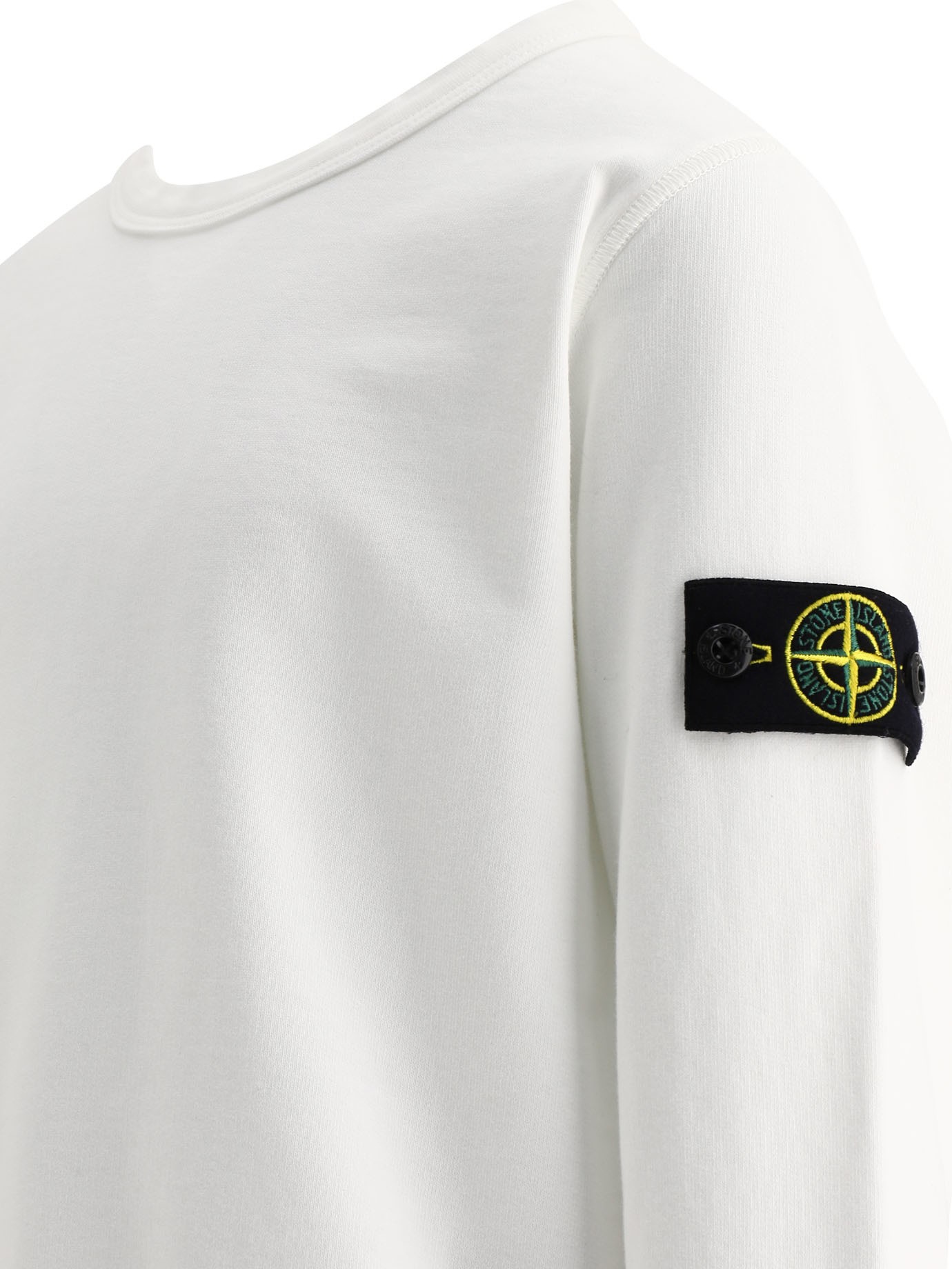 Stone Island Compass-badge Cotton Sweatshirt In White