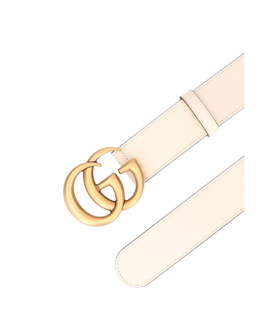 Gucci Double G Buckle Belt In White