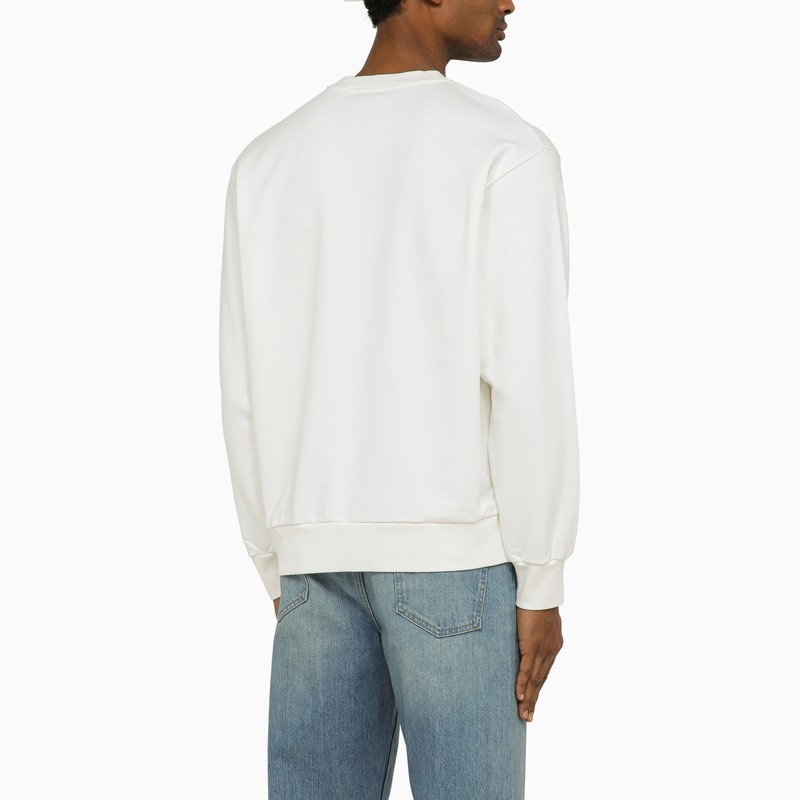Apc White Crewneck Sweatshirt With Logo And Faded Circle Print For Men In White