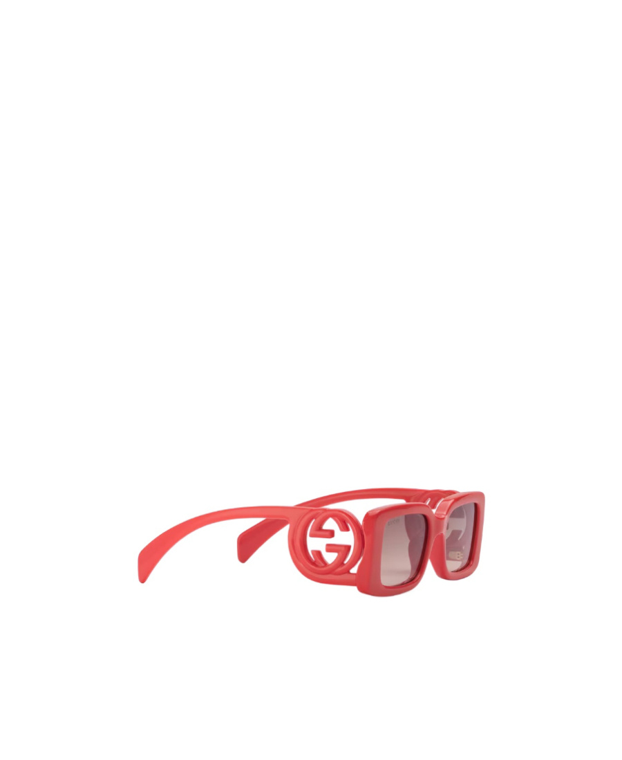 Gucci Rectangular Interlocking G Logo Sunglasses In Red