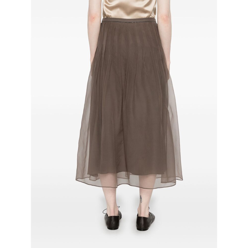 Brunello Cucinelli Tulle Skirt A-line Silhouette In Brown